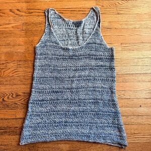 VINCE Crochet Linen Silk Tank Top Womens XS Y2K Earthy Beach Resort Cottage Hipp